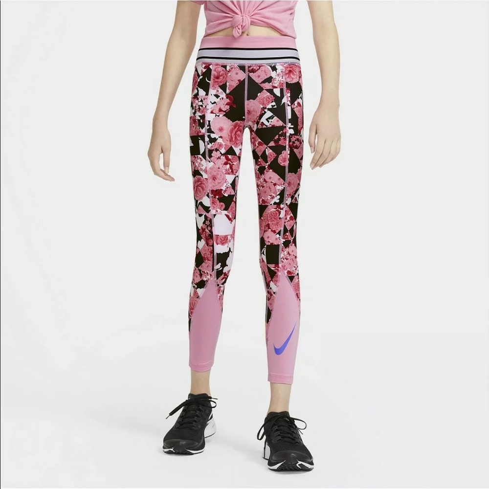 The Nike One Tight Fit Girls Floral Leggings NWT